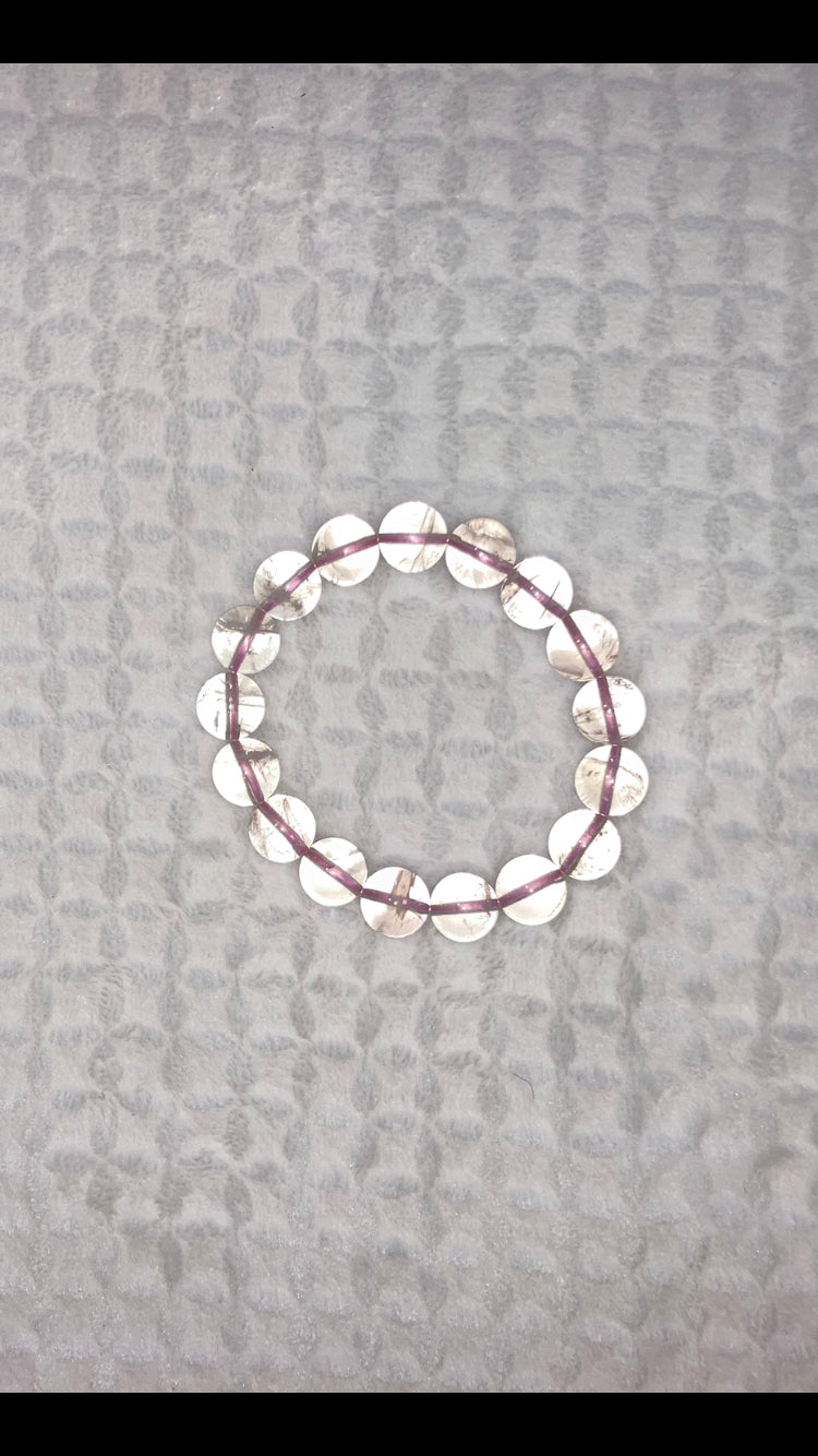 Snowflake Rose Quartz 12mm Bracelet