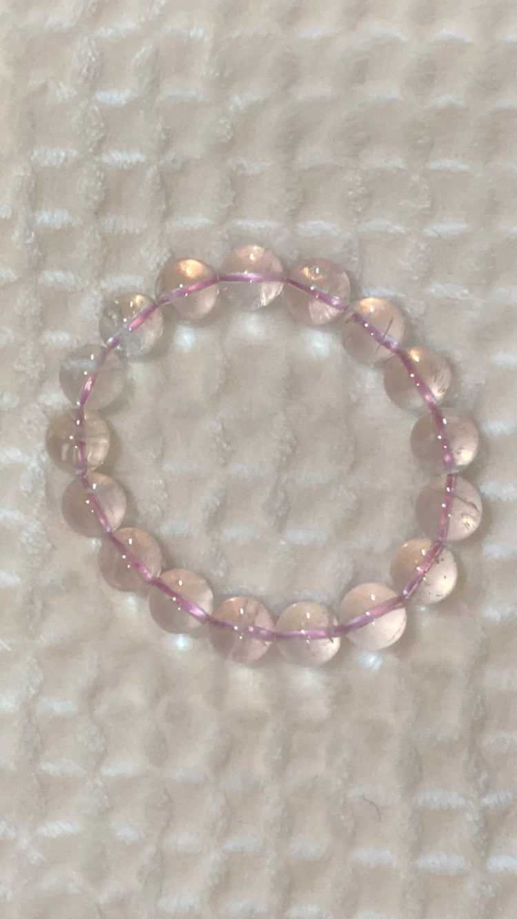 Snowflake Rose Quartz 12mm Bracelet