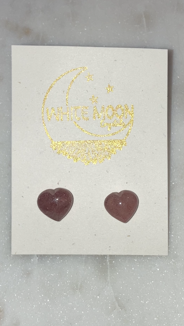 Strawberry Quartz Heart Earrings