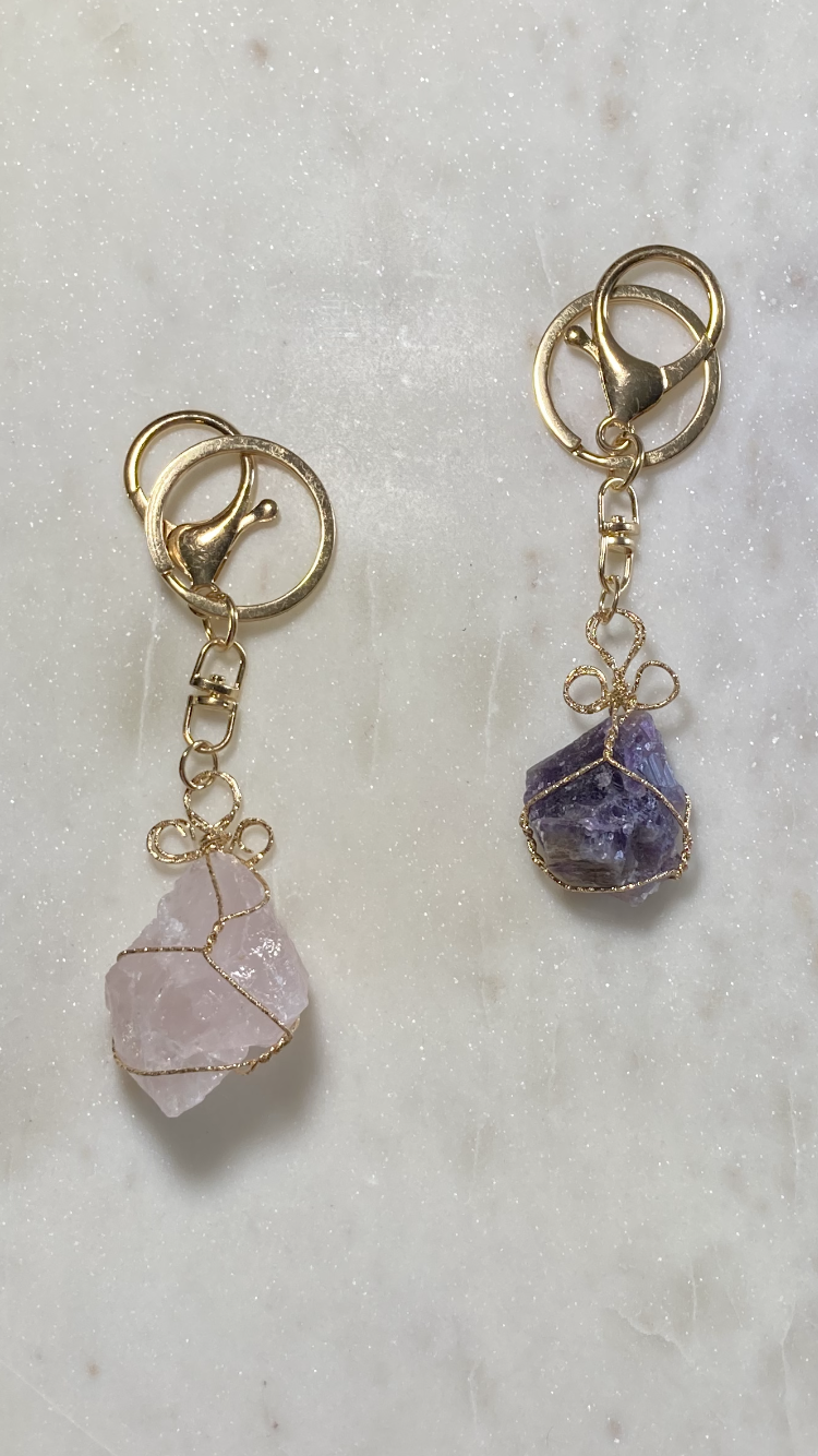 Raw Crystal Keychain