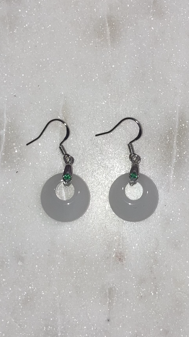 White Jade Circle Earrings