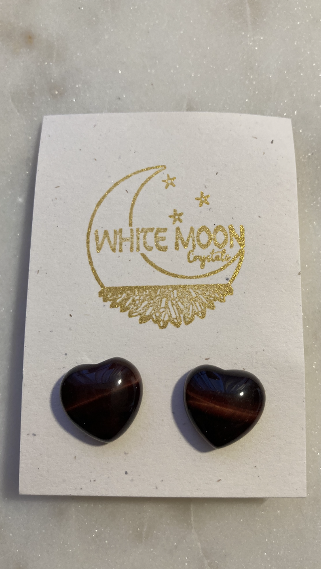 Red Tigers Eye Large Heart Earring