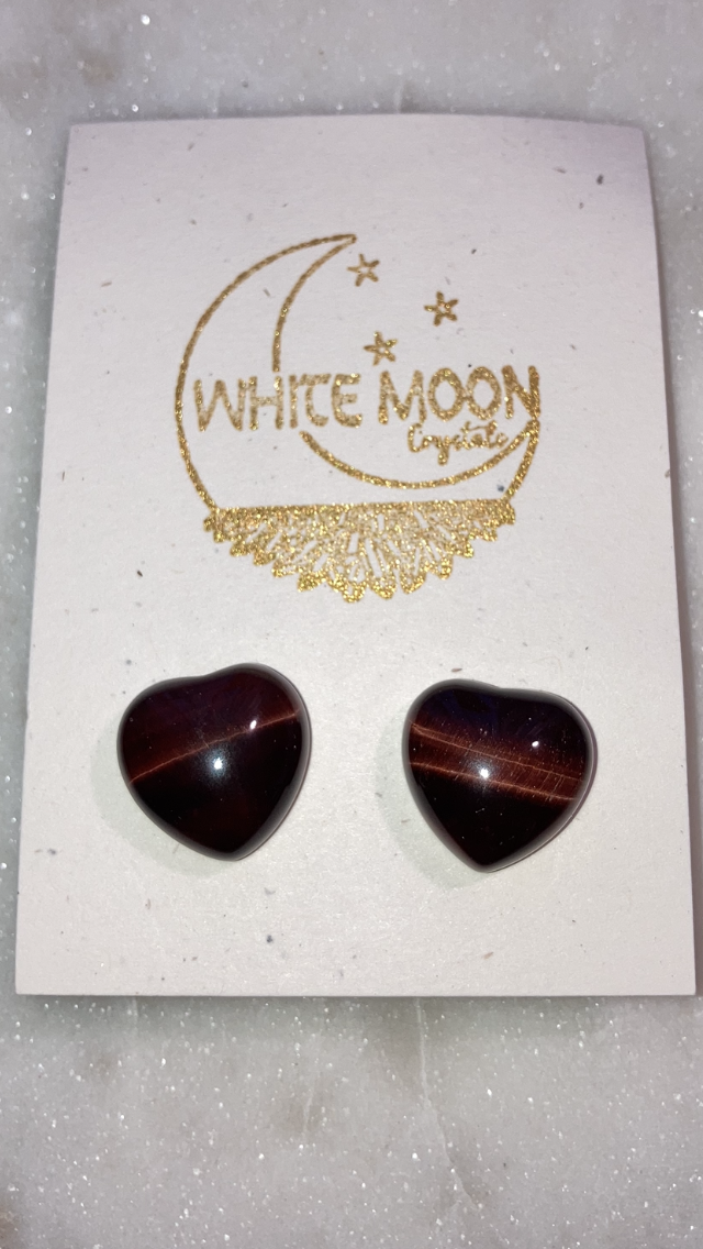 Red Tigers Eye Large Heart Earring
