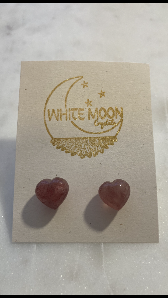 Strawberry Quartz Heart Earrings