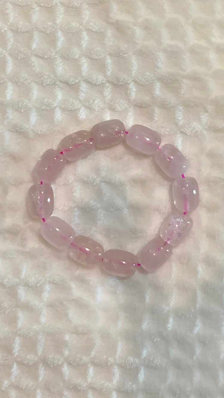 Rose Quartz Barrel Bracelet