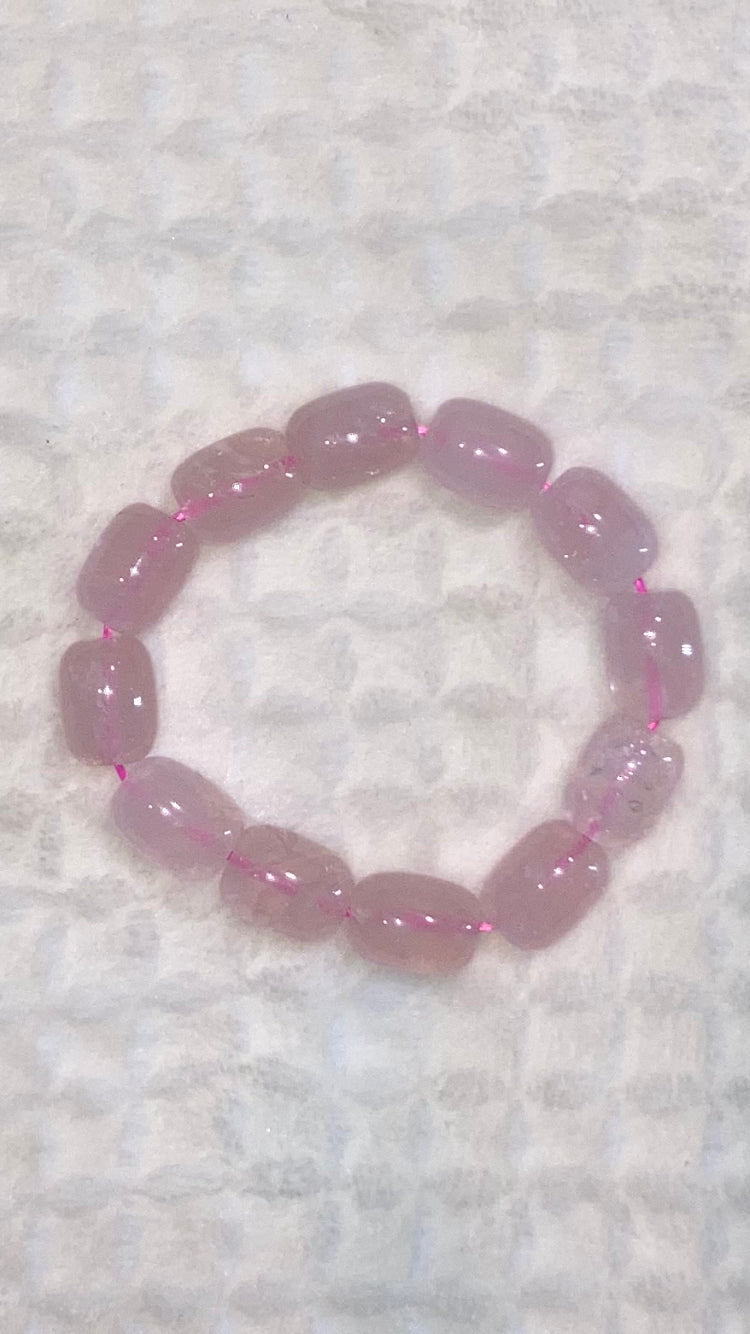 Rose Quartz Barrel Bracelet