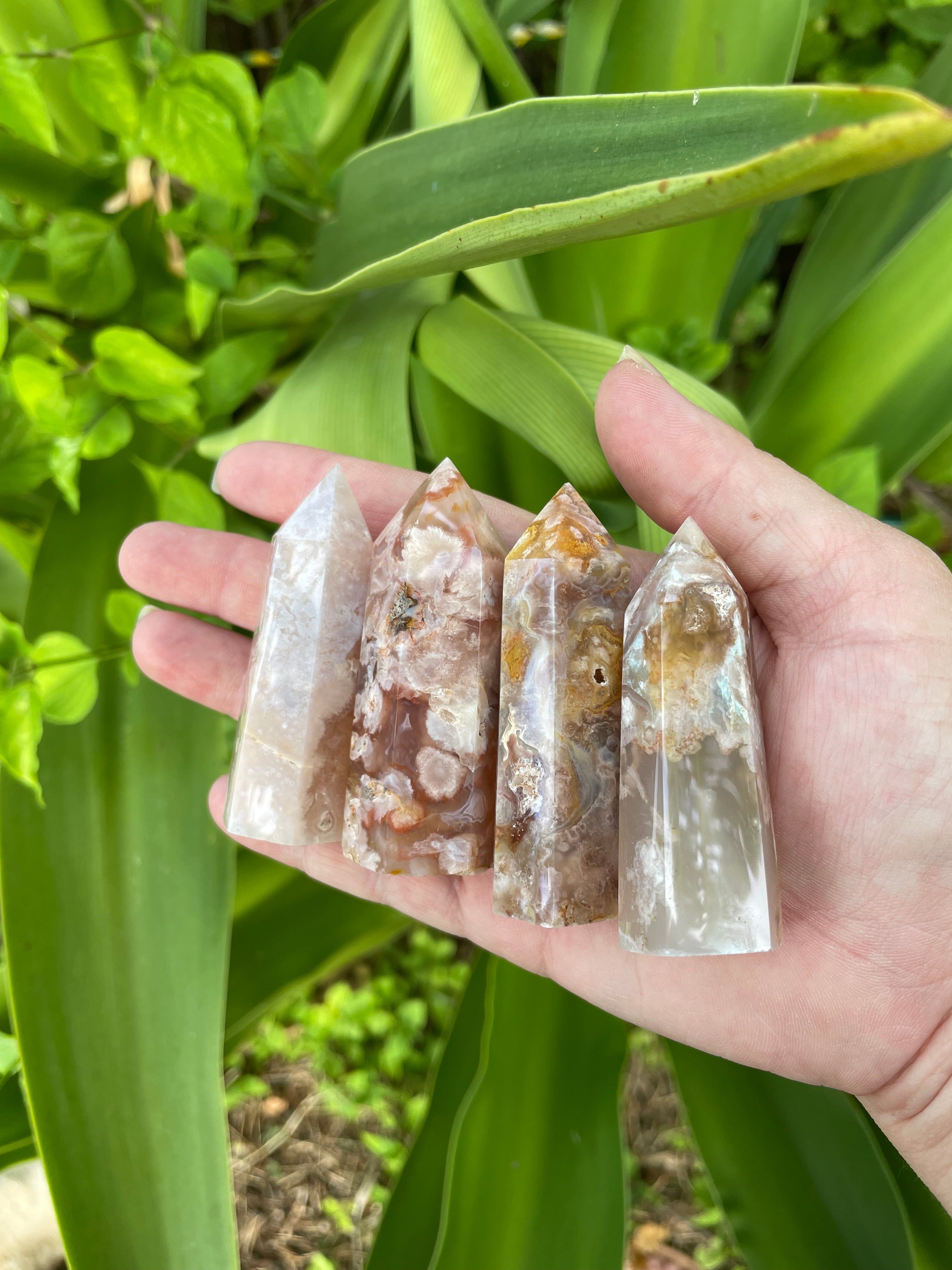 Flower Agate Points - 4 pc lot