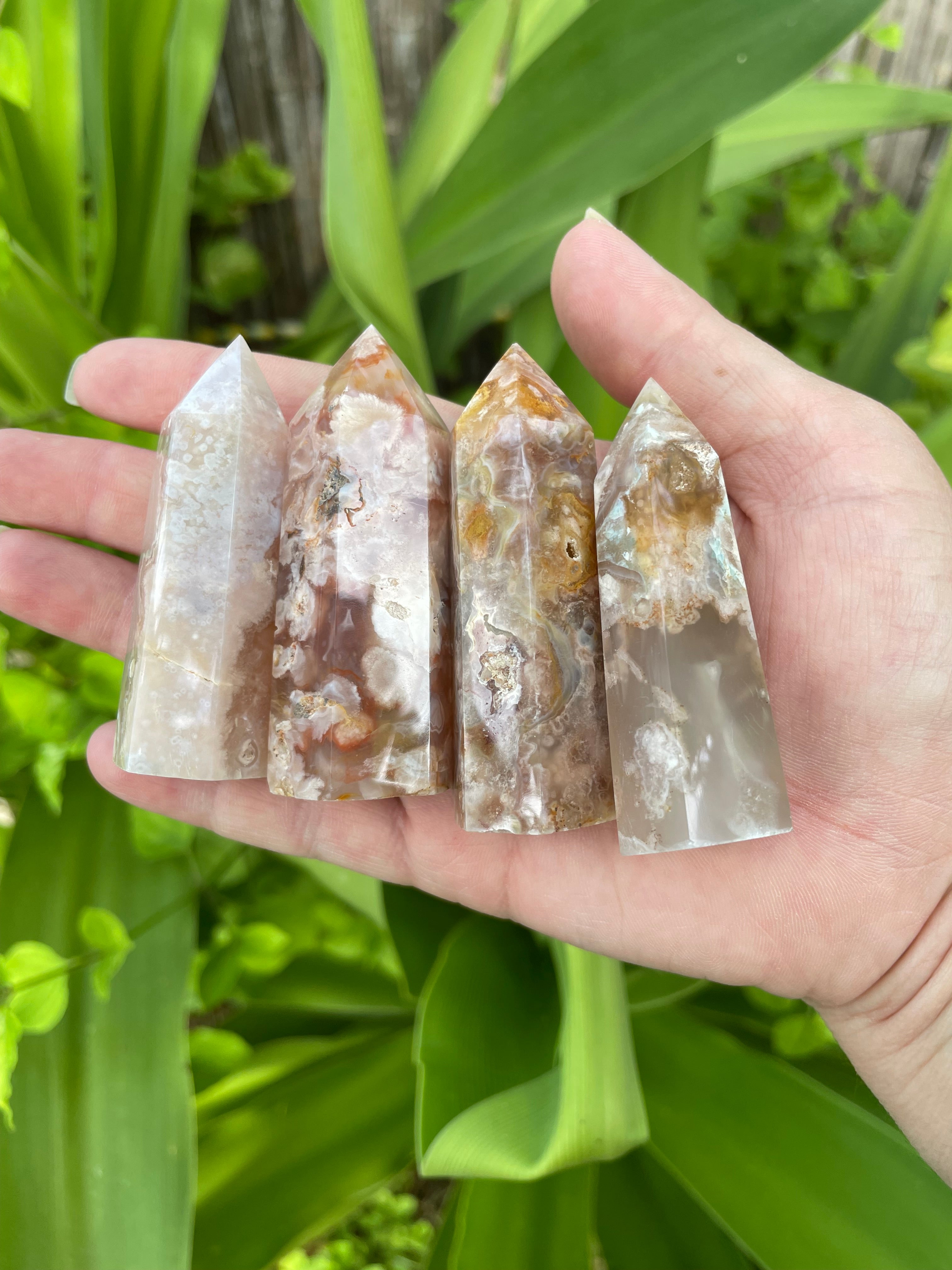 Flower Agate Points - 4 pc lot