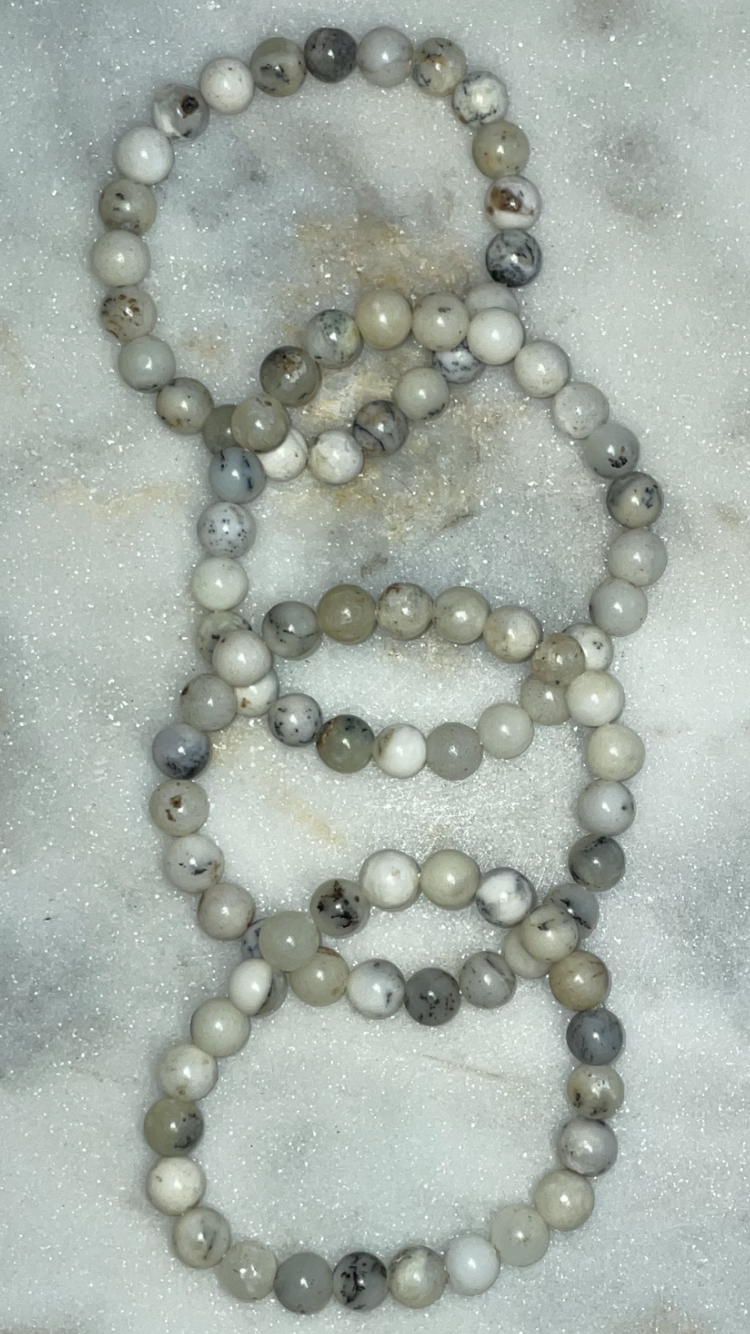 White Dendritic Opal 8mm Bracelets