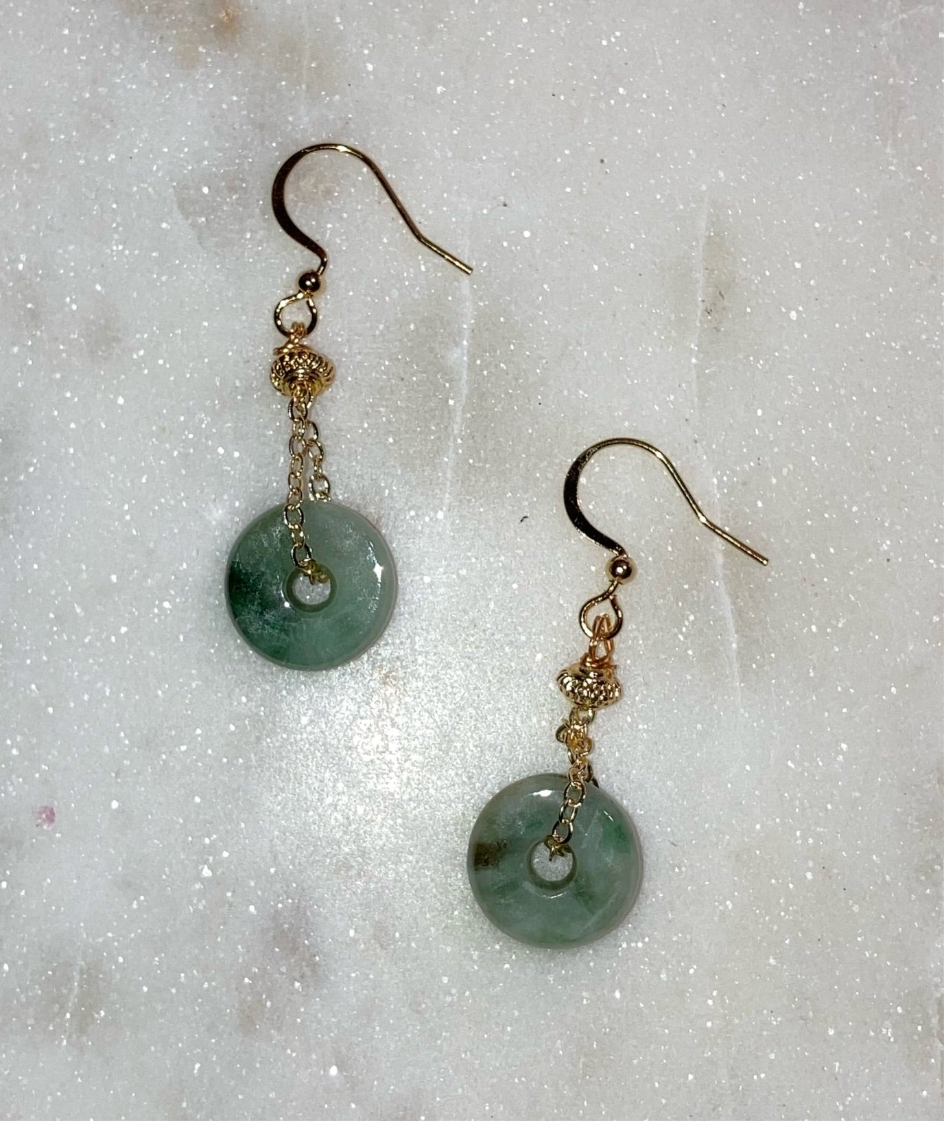 Green Jade Donut Earrings