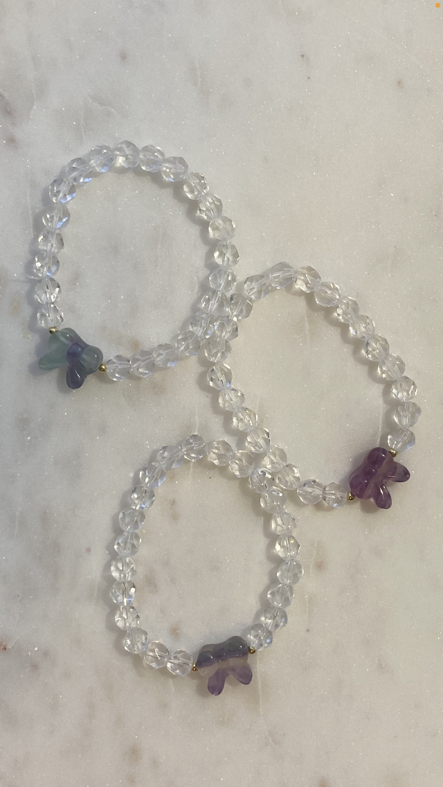 Faceted Clear Quartz w/ Fluorite Bow