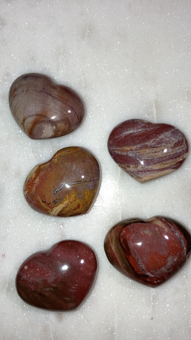 Petrified Wood Small Hearts 5pk