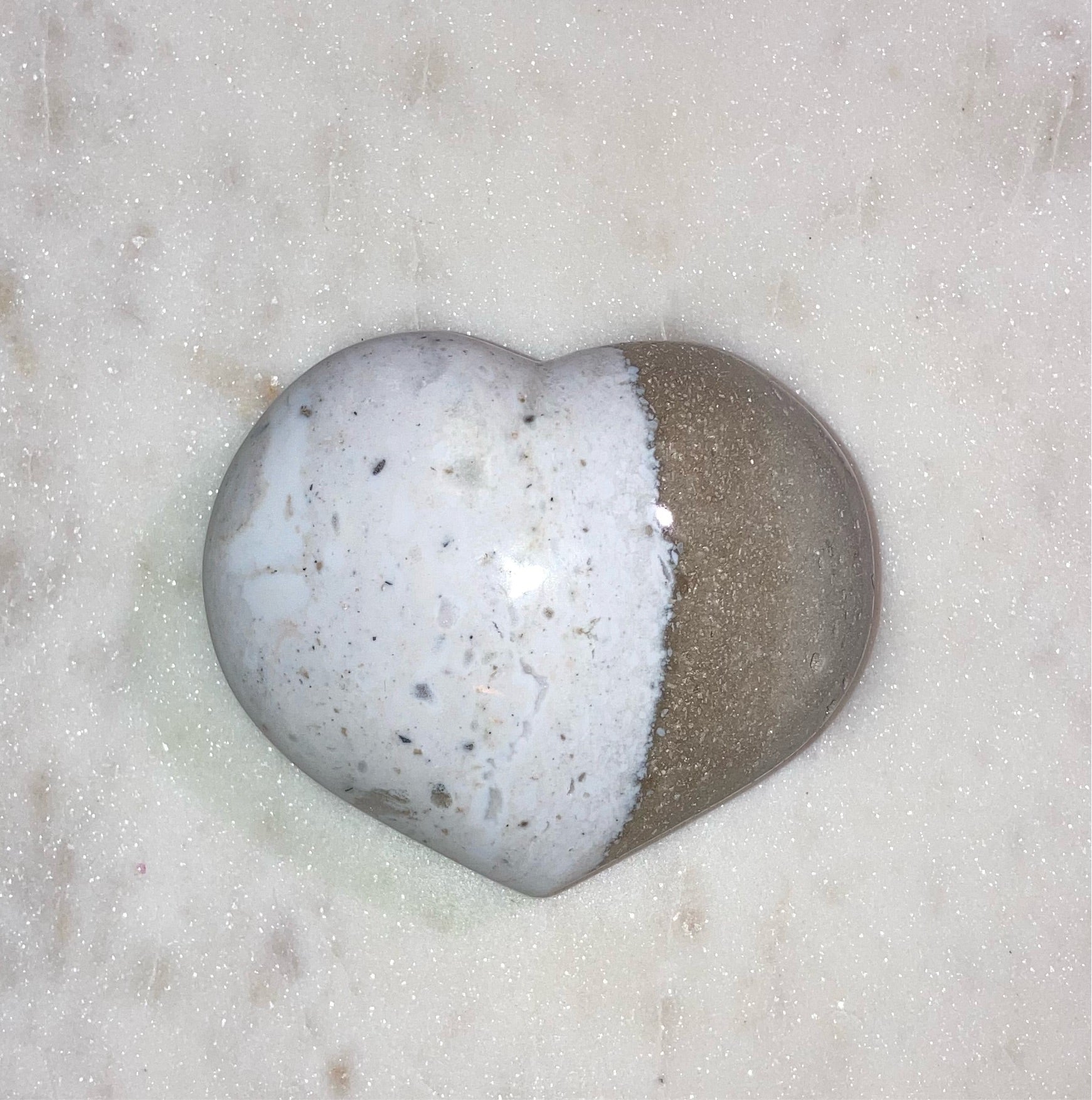 Sparkly Ocean Jasper Puffy Heart