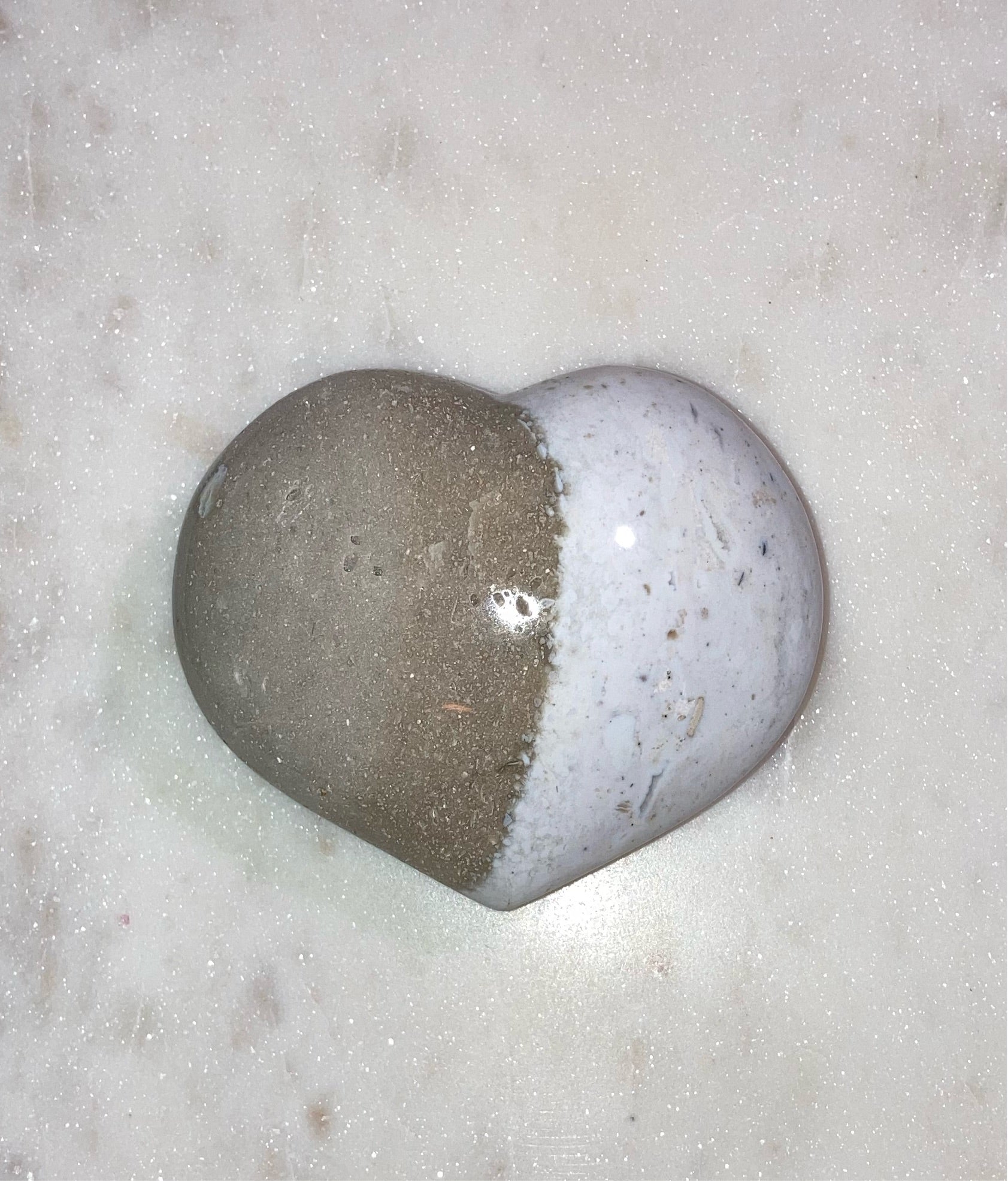 Sparkly Ocean Jasper Puffy Heart