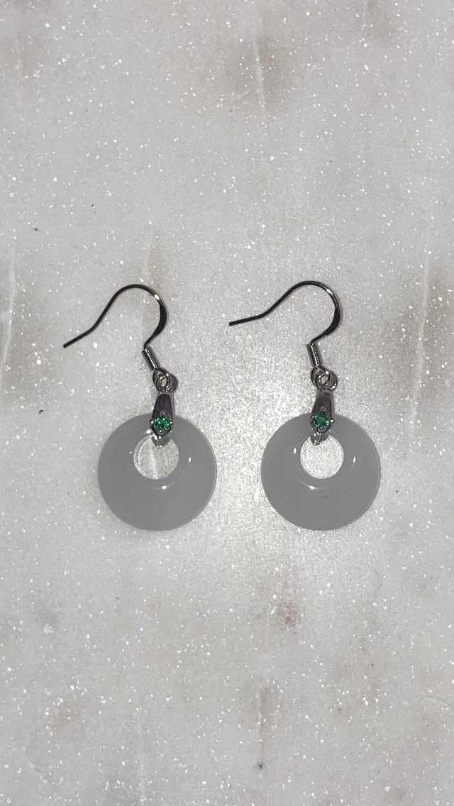 White Jade Circle Earrings