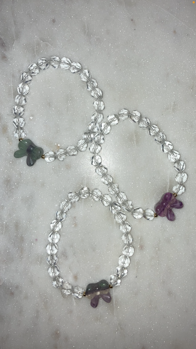 Faceted Clear Quartz w/ Fluorite Bow