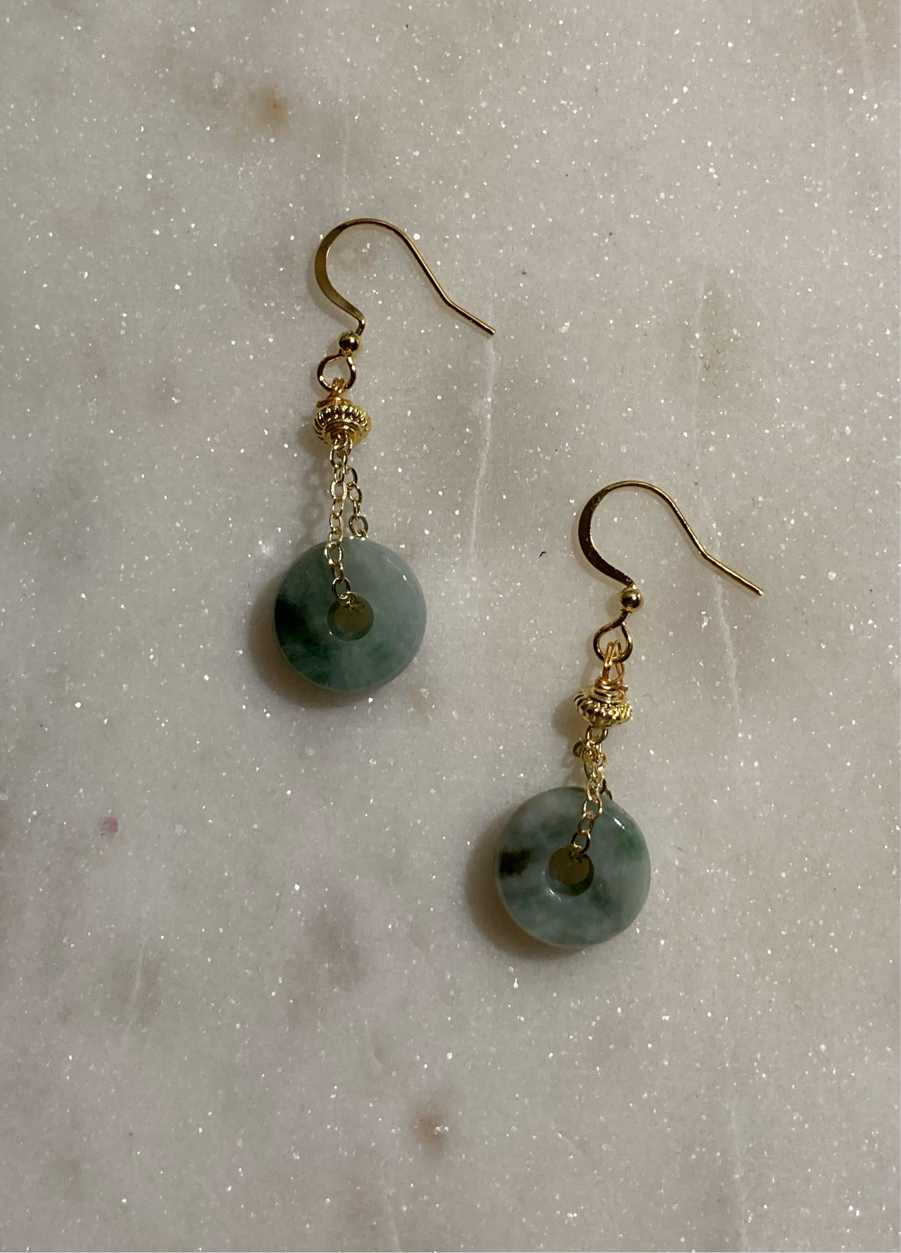 Green Jade Donut Earrings