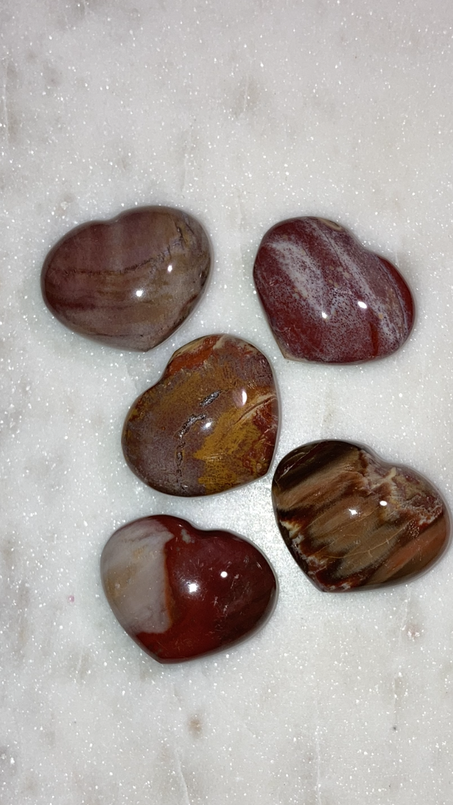 Petrified Wood Small Hearts 5pk